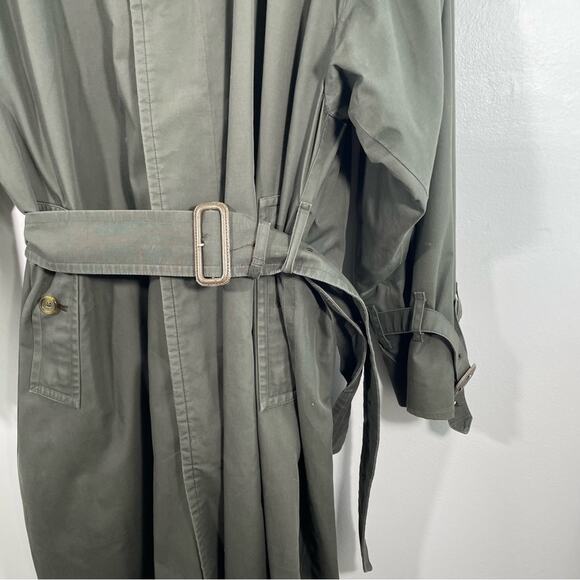 Vintage Burberry Olive Green Novacheck Wool Lined Trench Coat 40 Burberrys - Picture 15 of 16